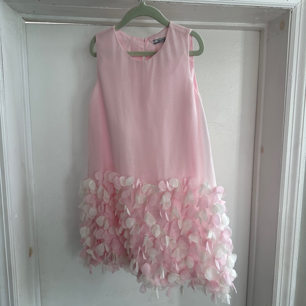 Mayoral Pink Sleeveless Dress with Petal Accents. Size 8.